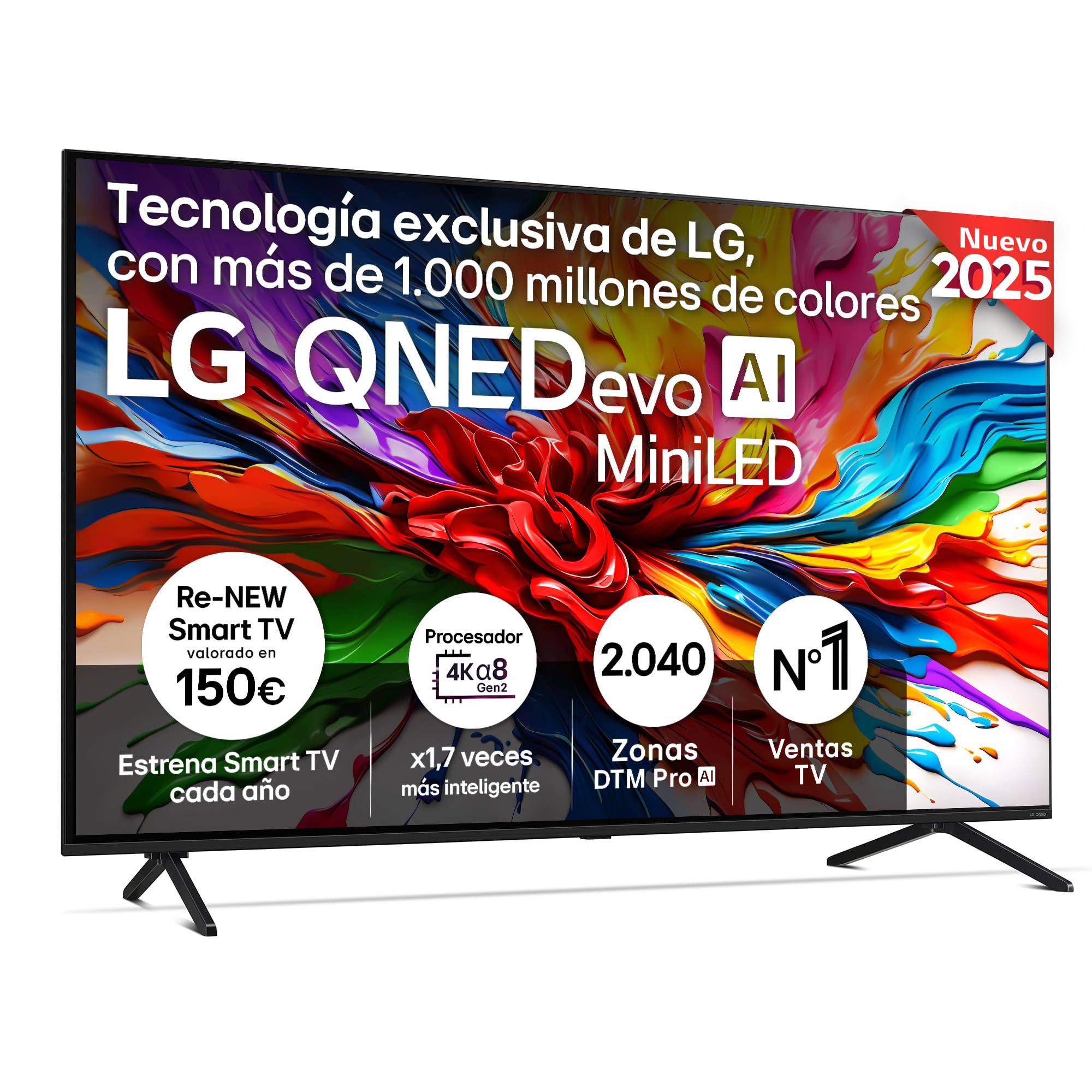 LG Smart TV 85' QNED EVO MiniLED Procesador α8 AI Gen2, Dolby Vision & Atmos, 144Hz VRR, webOS 25
