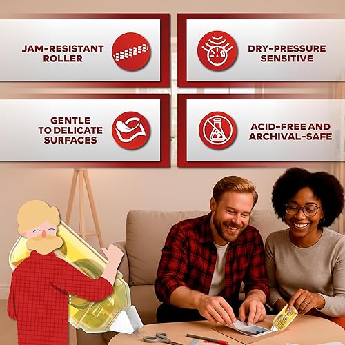 Miniatura 2 de XFasten Cinta adhesiva de puntos para oficina, 20 pulgadas x 197 pulgadas (985 pulgadas en total), paquete de 8 rodillos de cinta de doble cara para