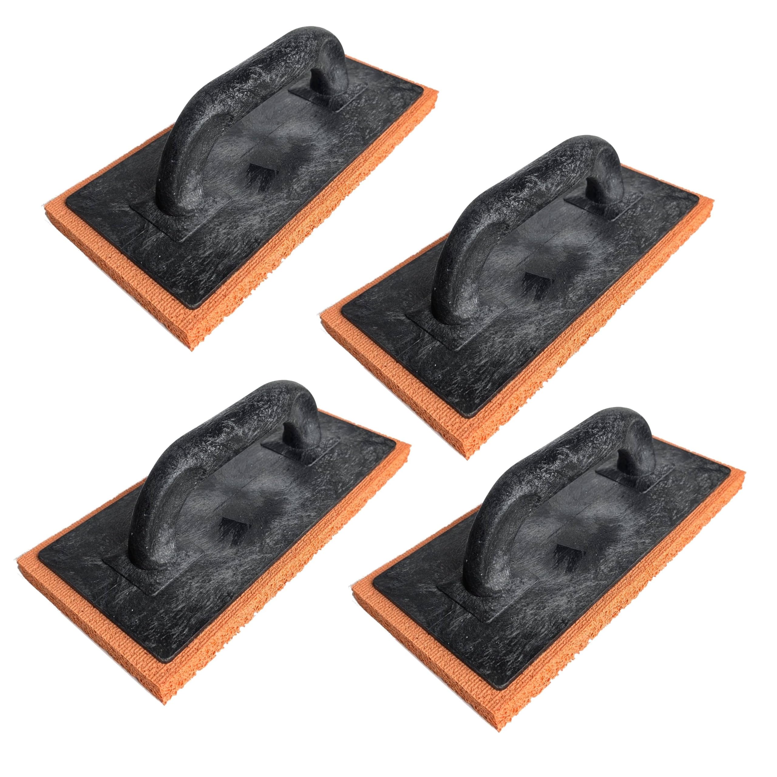 4 x Orange Rubber Sponge Float 280x140x18 mm Rubber Rough Coarse Texture Sponge Trowel for Plastering Rendering Skimming (4)