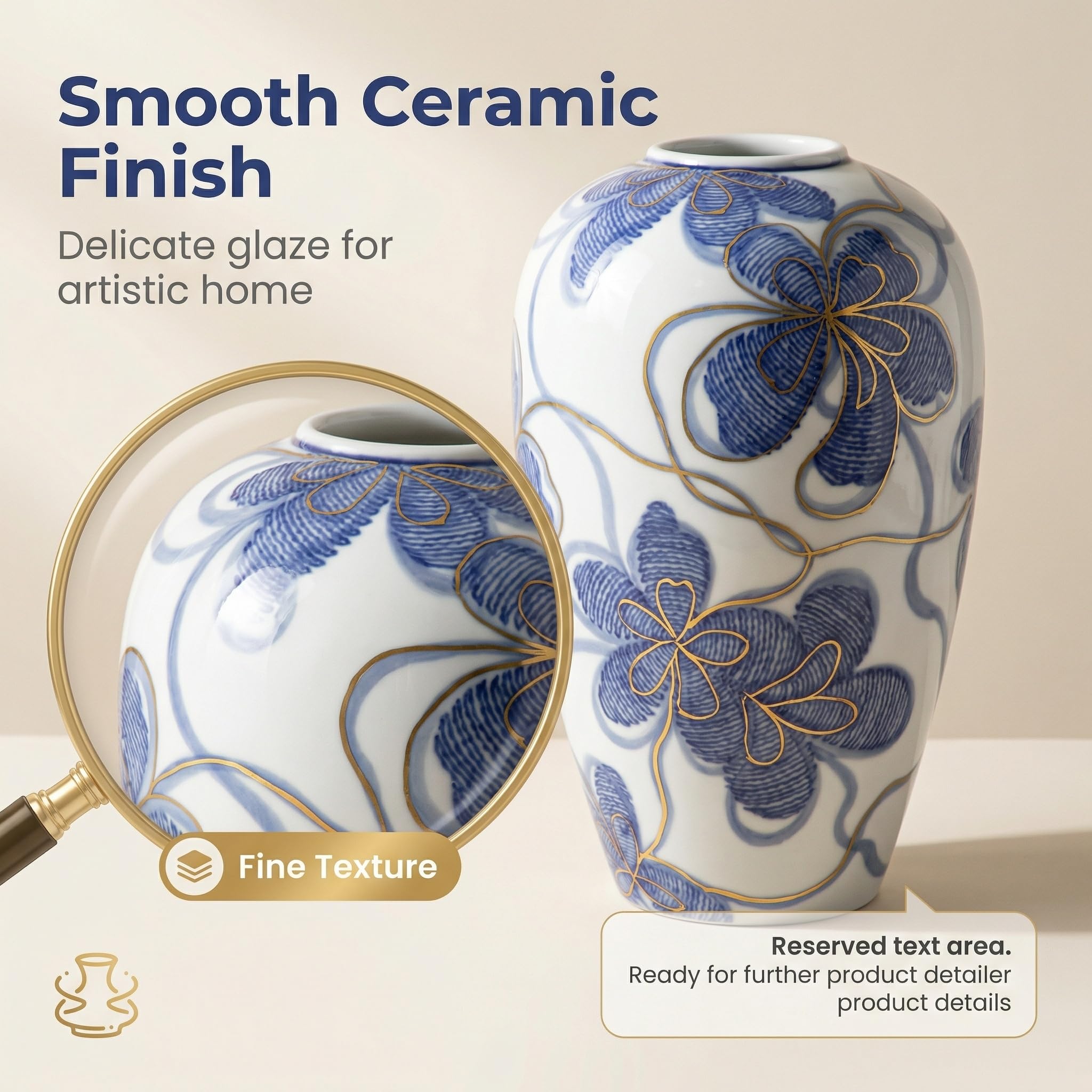 Amazon.com: Blue and White Ceramic Vase for Home Decor – Hand