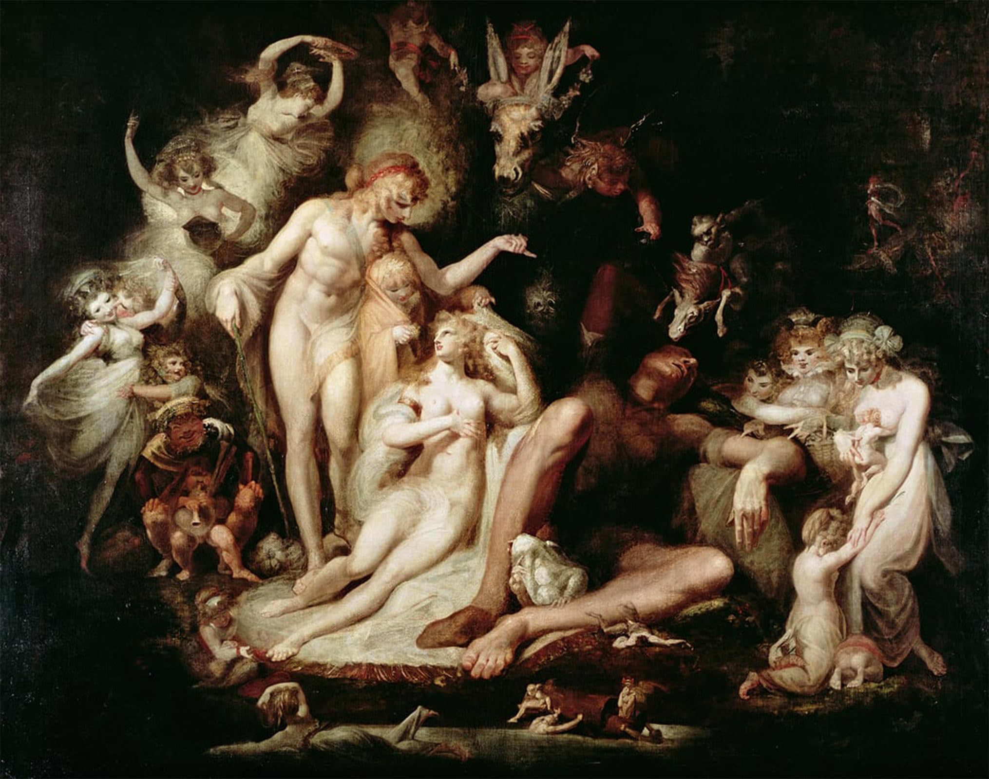 HRJUBWREE Famous Paintings Pictures Artwork Picture Titania Awakening by Henry Fuseli Photo Wall Print for Home Decor 60x90cm