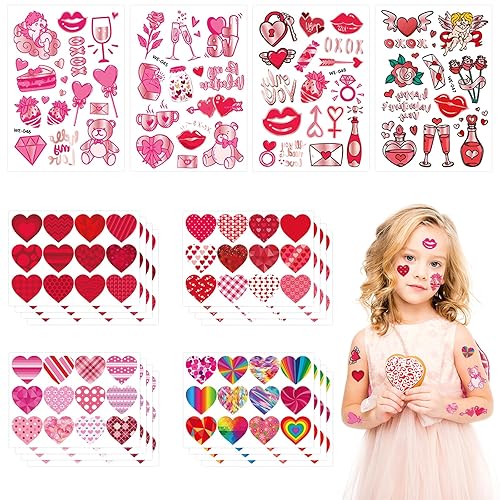 Miniatura 9 de ODYKlyQo Tatuajes temporales para el día de San Valentín, tatuajes falsos de San Valentín, tatuajes de corazones de amor para mujeres, amantes y
