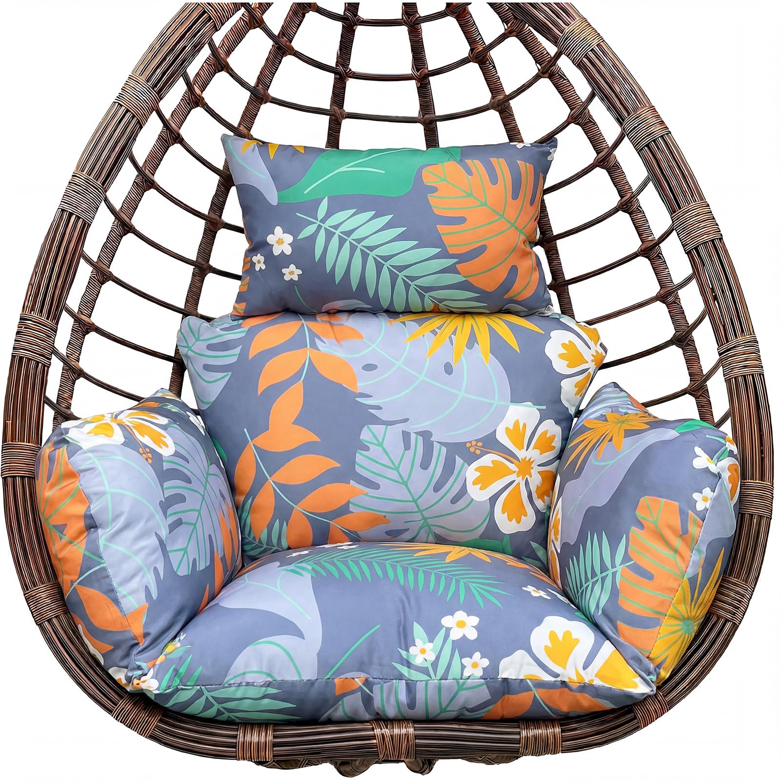 Cojín colgante para sillón mecedora para exterior: moderno, cojín de poliéster, suave, resistente al agua, cojín de repuesto, cojín de jardín, cojín con reposacabezas para sillón colgante de