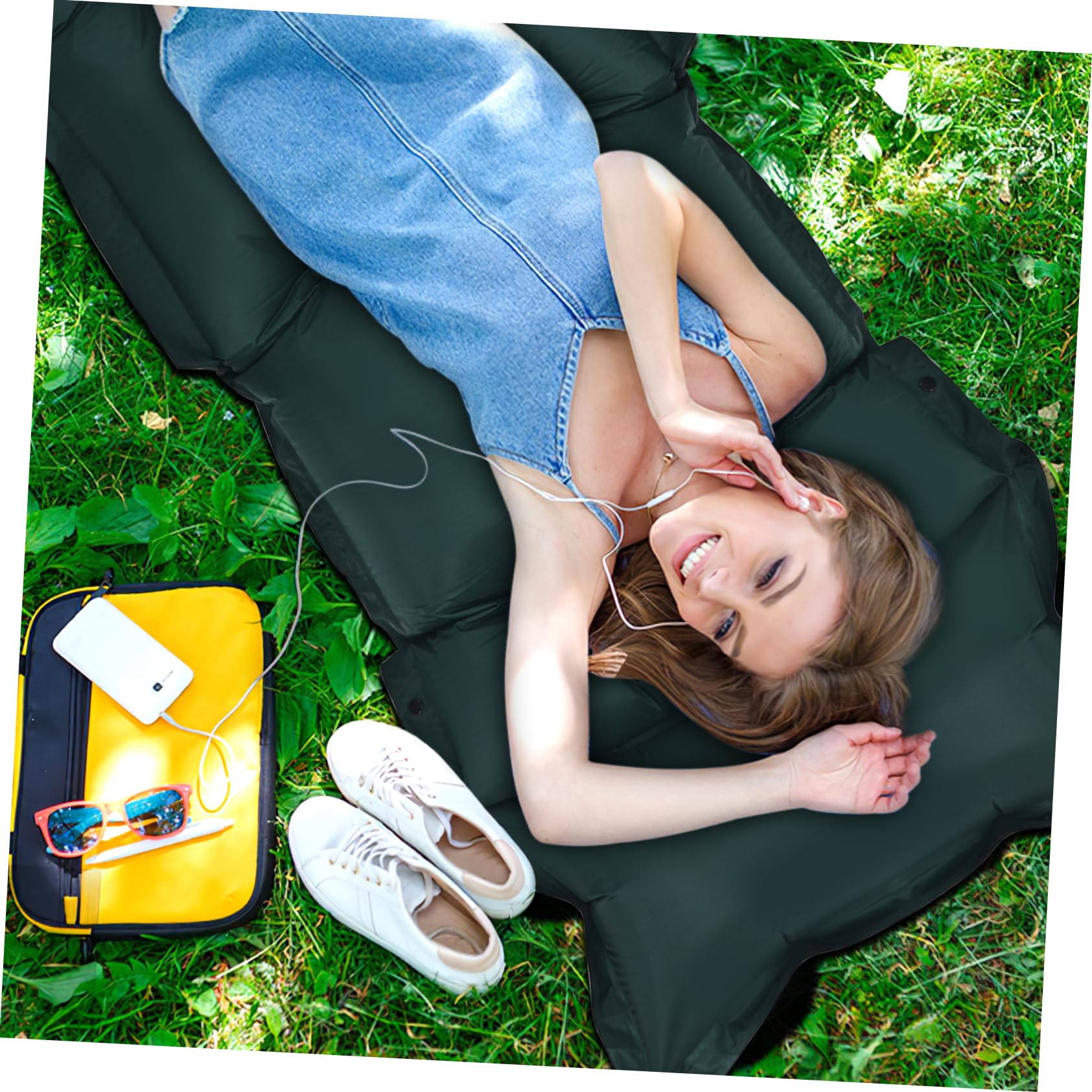 BCOATH Portable Self Inflating Camping Mat with Pillow Lightweight Travel Sleeping Pad Skin Friendly Surface for Comfortable Outdoor Rest and Easy Setup