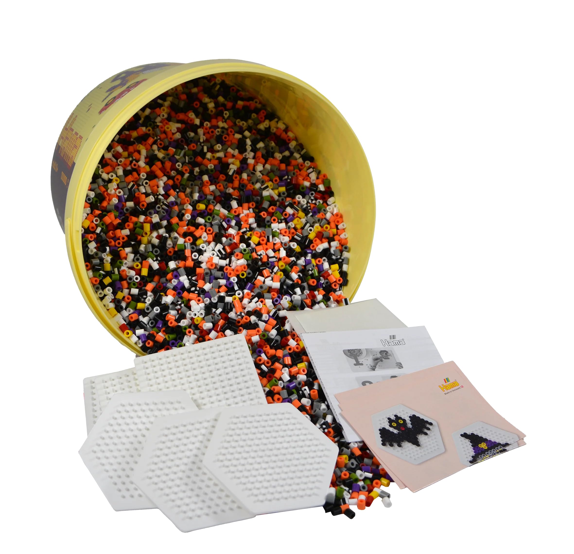 Hama Koraliki | ok. 30 000 koralików, 6 małych pegboardów: 3 kwadratowe nr 220 i 3 sześciokątne nr 223. Kolorowy arkusz wzoru, instrukcje i papier do prasowania.