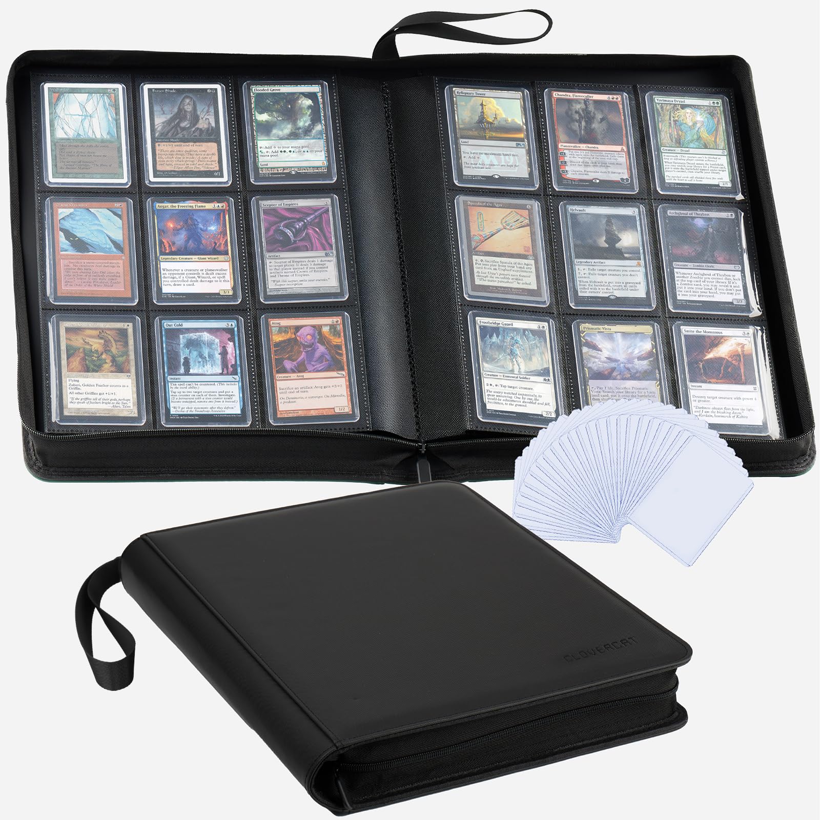 9-Pocket Toploader Binder with Wristband Trading Card Binder Holds 252Cards
