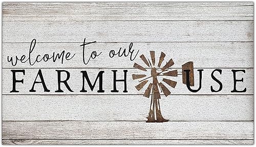 Nogrit Bienvenido a nuestro molino de viento rústico impermeable para puerta de entrada al aire libre, 17 x 30 pulgadas, tapete antideslizante para