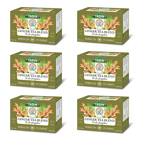 Vista 4 de Tadin Herb & Tea Co. Mezcla de té de Jengibre, sin cafeína, 24 bolsitas de té, Paquete de 6