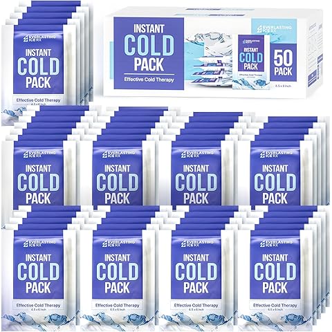 50 Pack - Instant Cold Packs - Instant Ice Packs for Injuries | Disposable Cold Compress Ice Pack for Pain Relief, Swelling, Inflammation, Sprains, Toothache - Cold Pack for Athletes