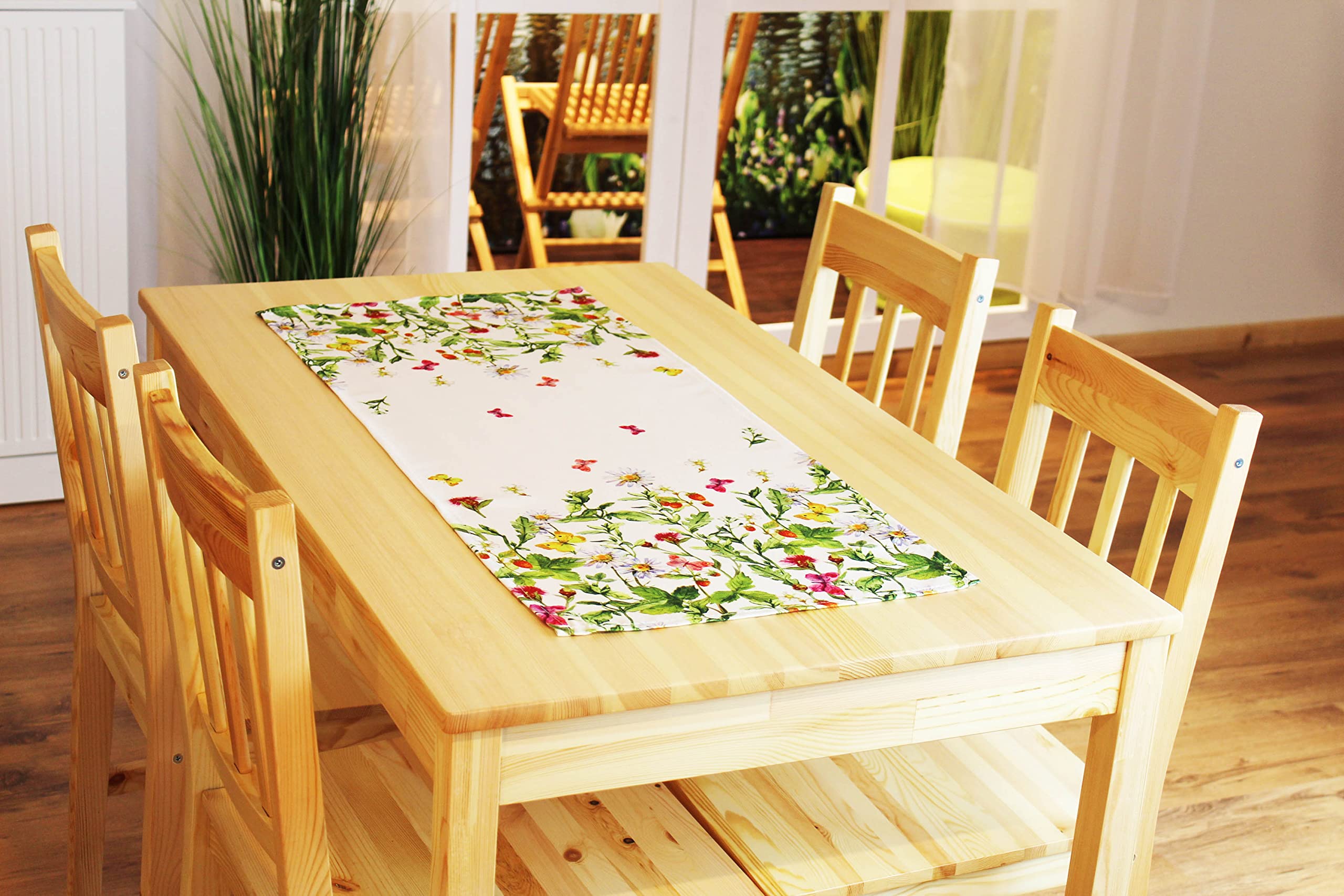 Kamaca Series Meadow Flowers and Butterflies High-Quality Print Motif with Flowers An Eyecatcher in Spring Summer (Table Runner 40 x 90 cm) - Image 2