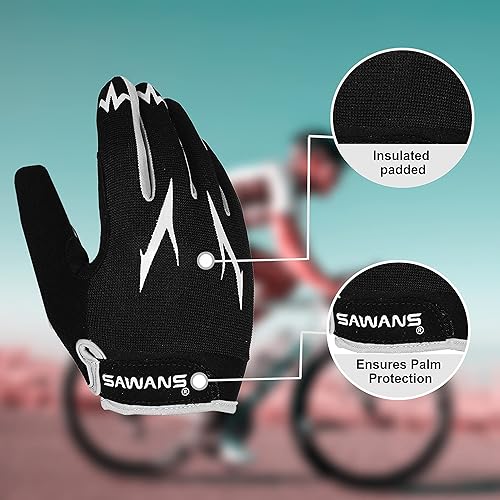 Miniatura 2 de SAWANS Guantes de ciclismo para pantalla táctil, transpirables, para bicicleta de montaña, para carretera, antideslizantes, acolchados, para hombres