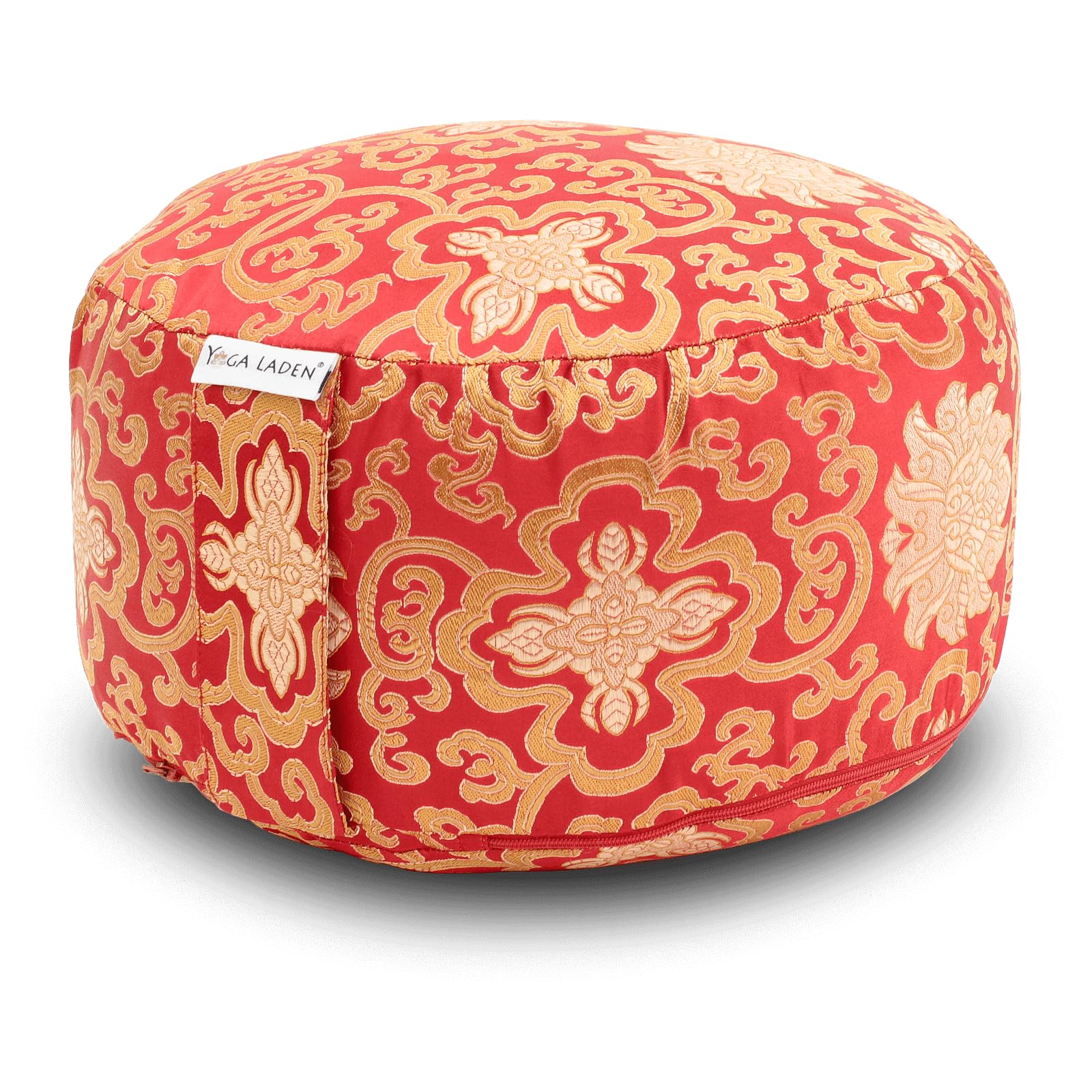 Meditationskissen Yogakissen Brokat 15cm - Yoga Sitzkissen mit waschbarem Bezug - Yoga Kissen Bodenkissen mit Bio Buchweizenschalen Füllung