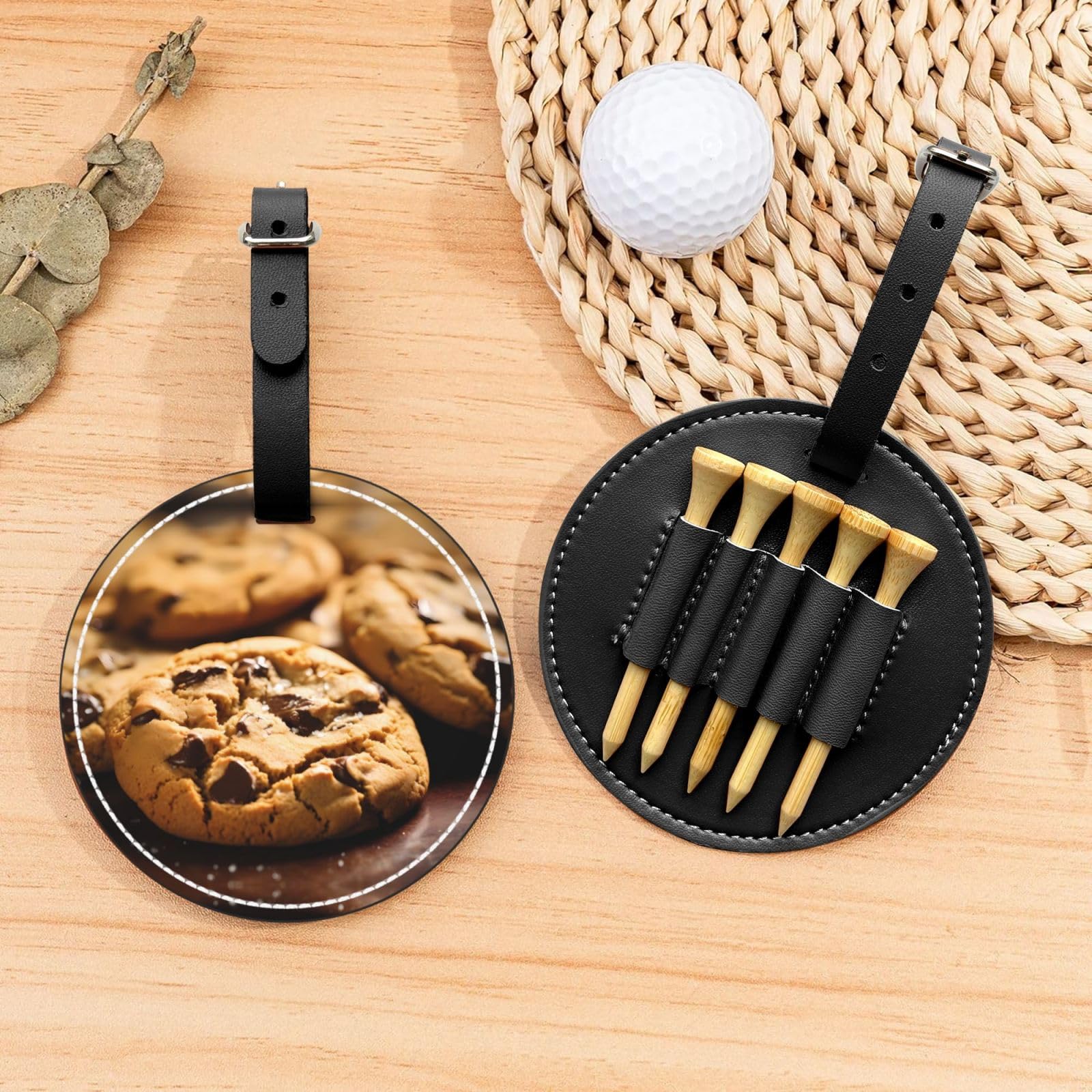 Crispy Cookie Black Golf tee Storage Bag - Durable and wear-Resistant Golf Accessories