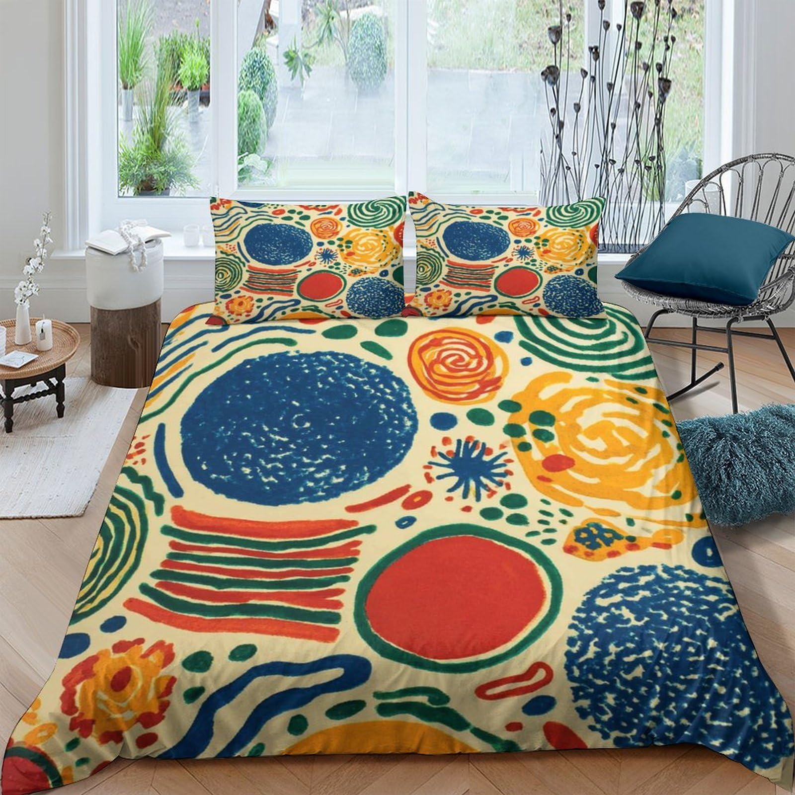 Ctjqhvkz Style-7 3D Printed Abstract Circles Fitted Sheet Microfiber Colorful Art Mattress Cover For Bedroom Guest Room Decor Single（135X200cm）