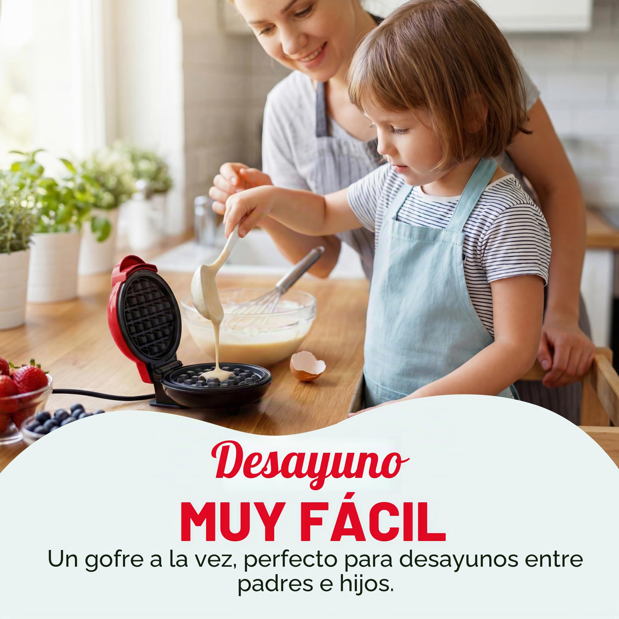 Dash - DMW001RD - Gofrera de tamaño mini, para hacer gofres individuales, hash browns, gofres keto, con superficies antiadherentes fáciles de limpiar, 10,16 cm, color rojo