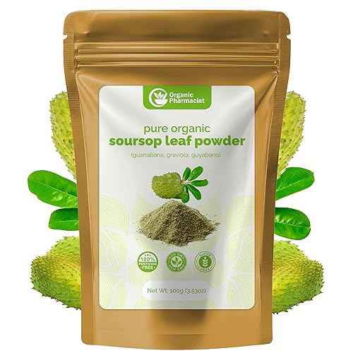 Organic Pharmacist Polvo de hoja de guanábana premium, hoja de graviola, guanabana, polvo de guyabano, utilizado para tés y extractos, amargos de