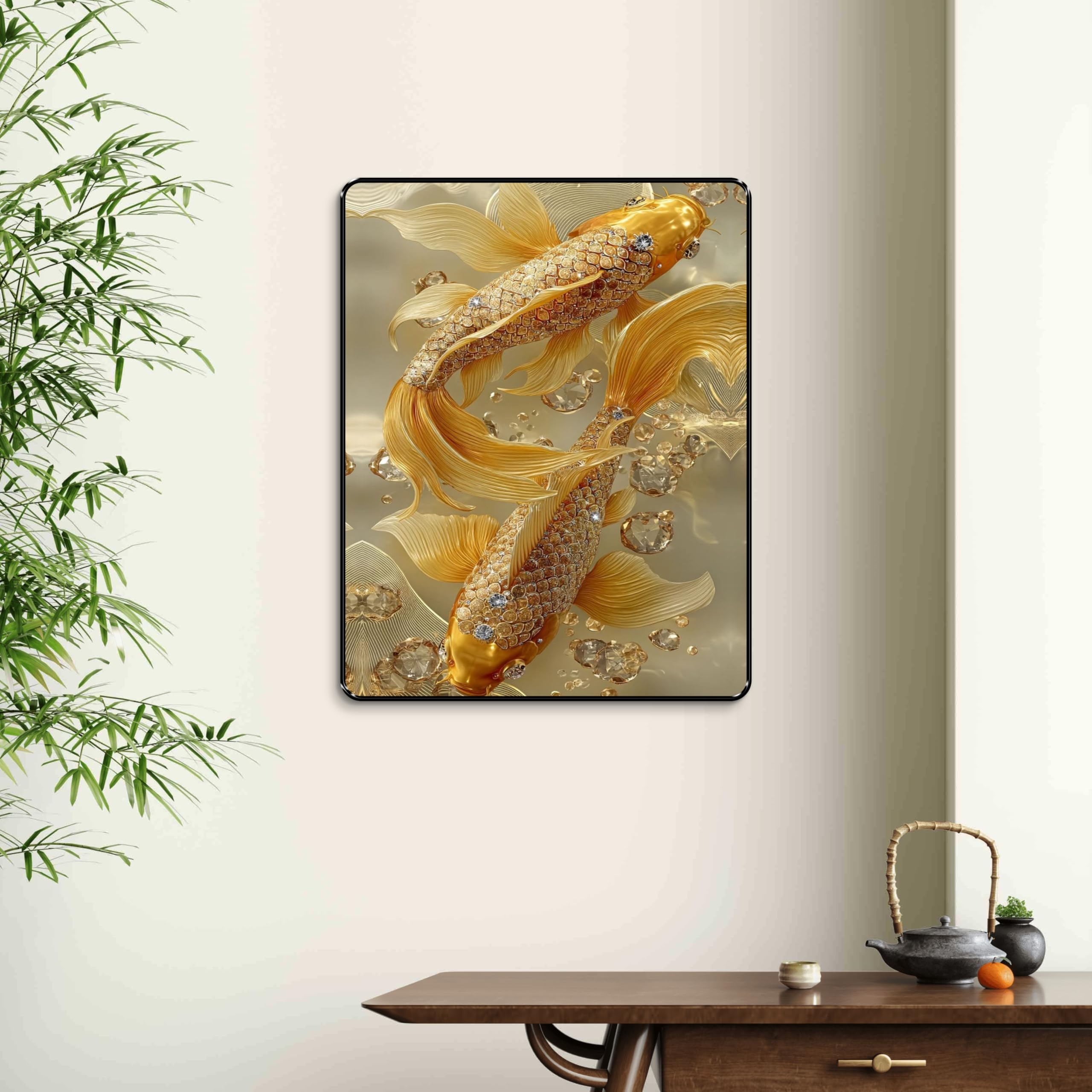 Livin'luxe Luxury 3D Golden Koi Fish Wall Art for Wealth