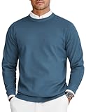 Mens Crew Neck Sweaters Long Sleeve Lightweight Knit Dress Pullover Sweaters