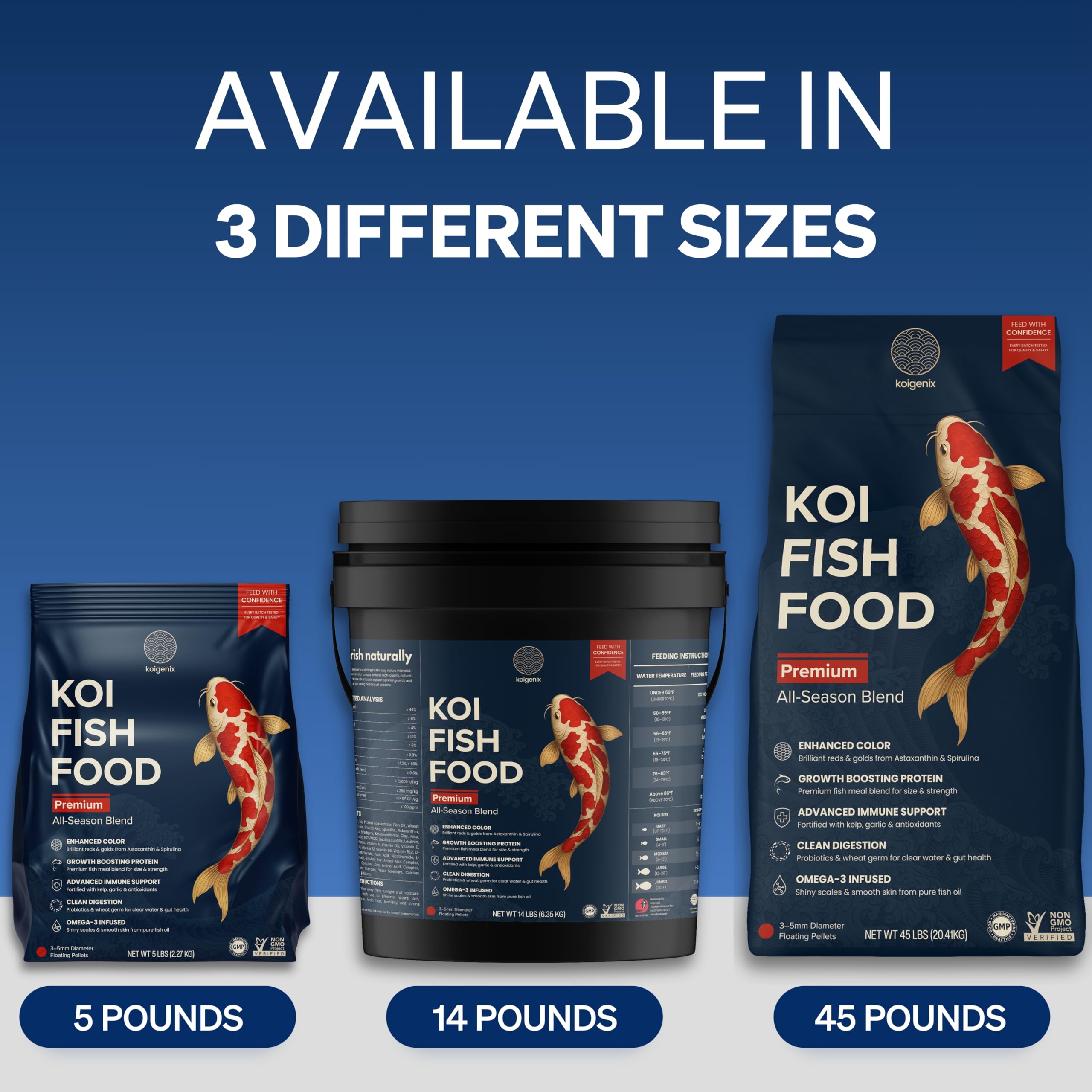 KOIGENIX Koi Fish Food (5lb) – Growth & Color Formula, High Protein Floating Pellets with Spirulina, Krill & Probiotics, Easy to Digest, Cleaner Water, All Season – for Koi, Goldfish & Pond Fish — view 8