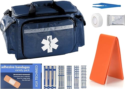 ASA TECHMED EMT First Responder Trauma Bag  Bolsa de hombro vacía de lujo EMS  Bolsa de botiquín de primeros auxilios Pro con 4 compartimentos
