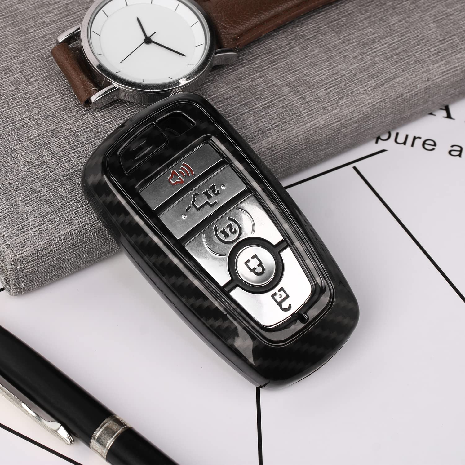 T-carbon Key Fob Cover Fits For Ford Bronco; Real Carbon Fiber