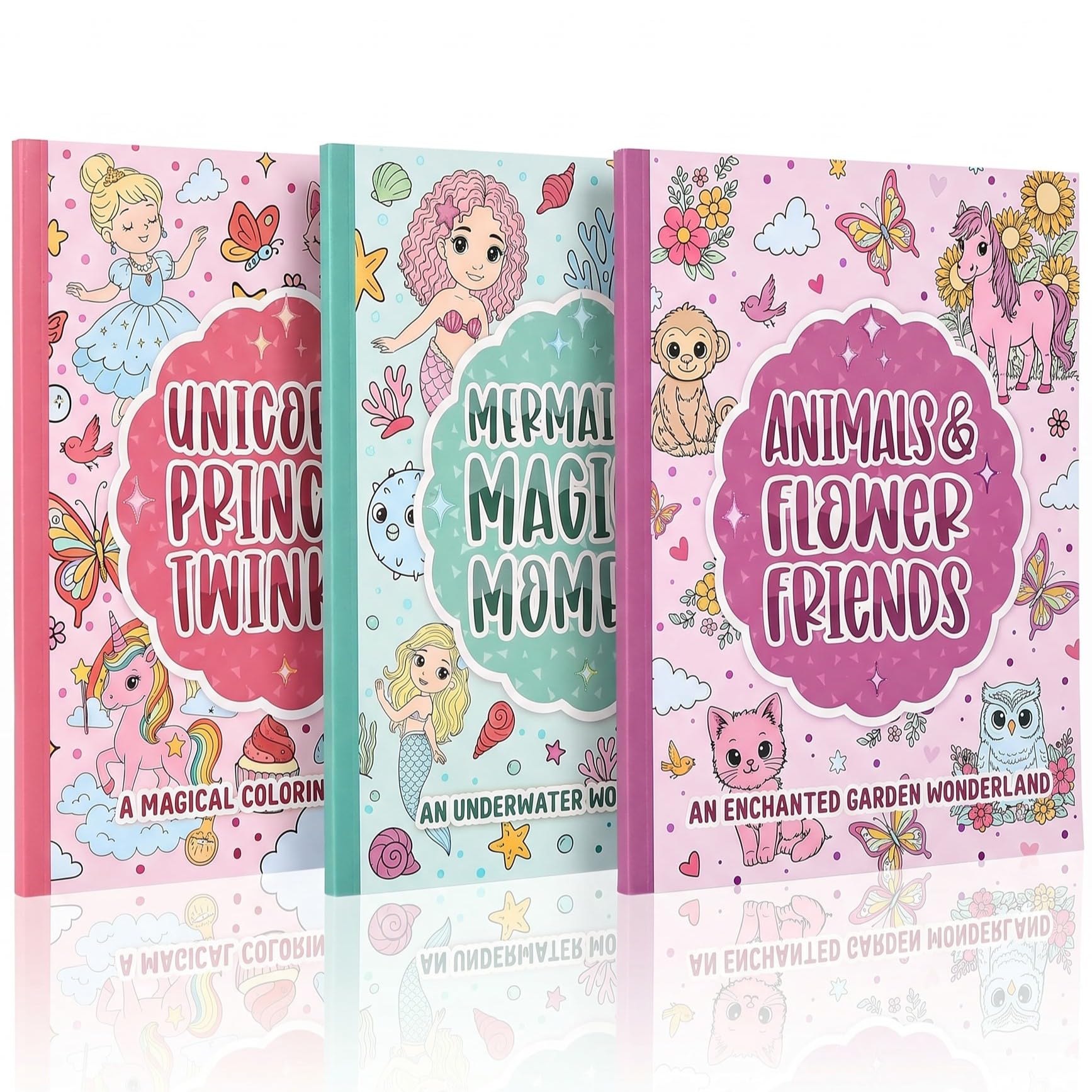 ZICOTO Fun Coloring Books for Kids Set of 3 - Cute Princess, Unicorn & Mermaid Coloring Book for Girls Ages 4–8 - Easy to Color Toddler Gift with Magical Themes for Your Creative Little Princess Product Image 1