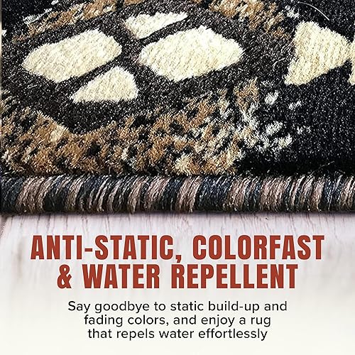 Miniatura 3 de YHSF South West - Alfombra nativa americana C318 (negro, 3 pies 10 pulgadas x 5 pies 2 pulgadas)