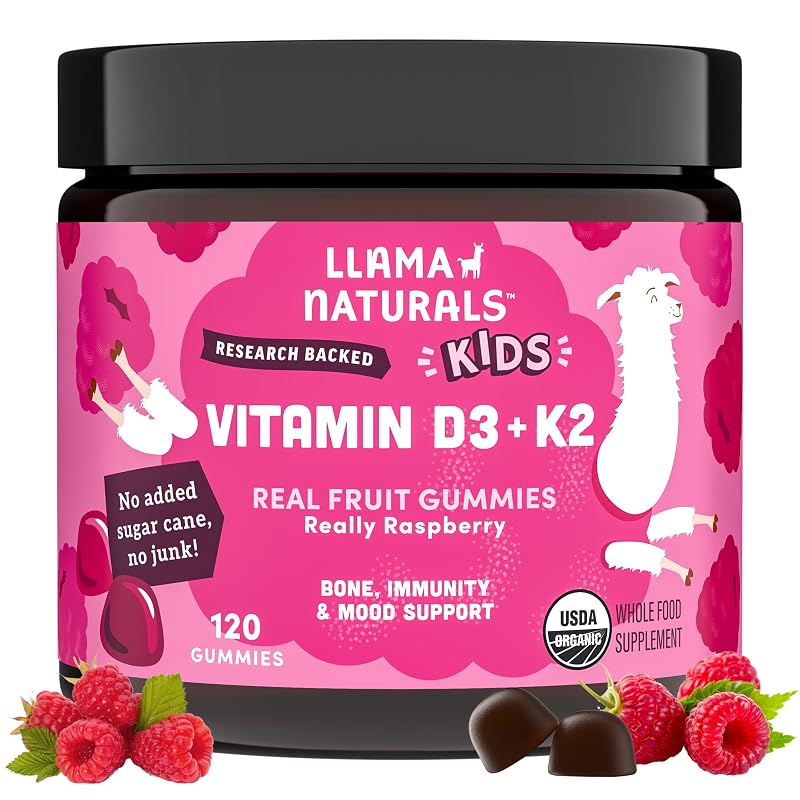 Llama Naturals Vitamina D3 + K2 em gomas para crianças, 120 gomas