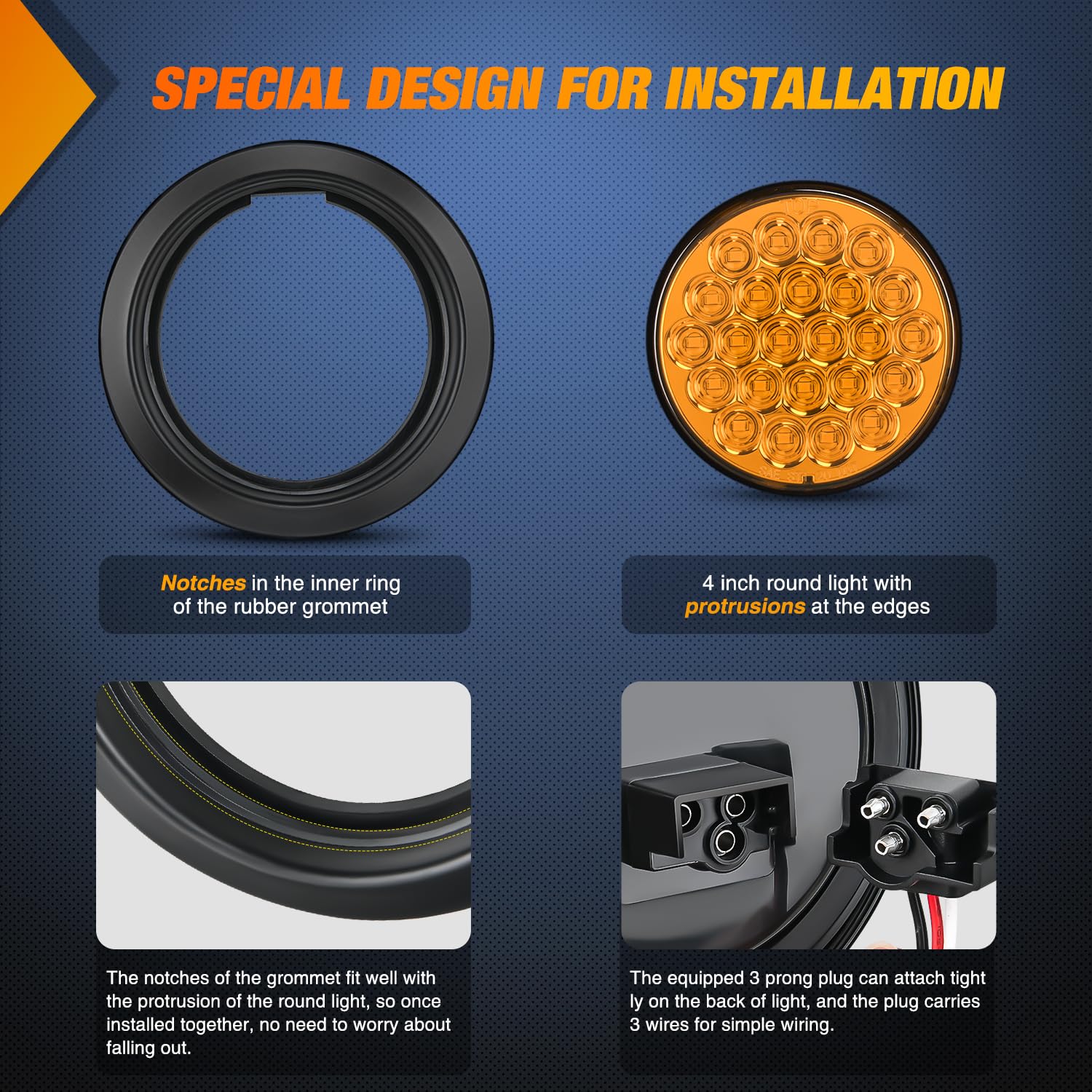 24 LED Backup Lights Nilight 4 Inch Round LED Trailer Lights - 24LED White Reverse  Lights IP67 Waterproof Lumière Remorque, image size:1500x1500