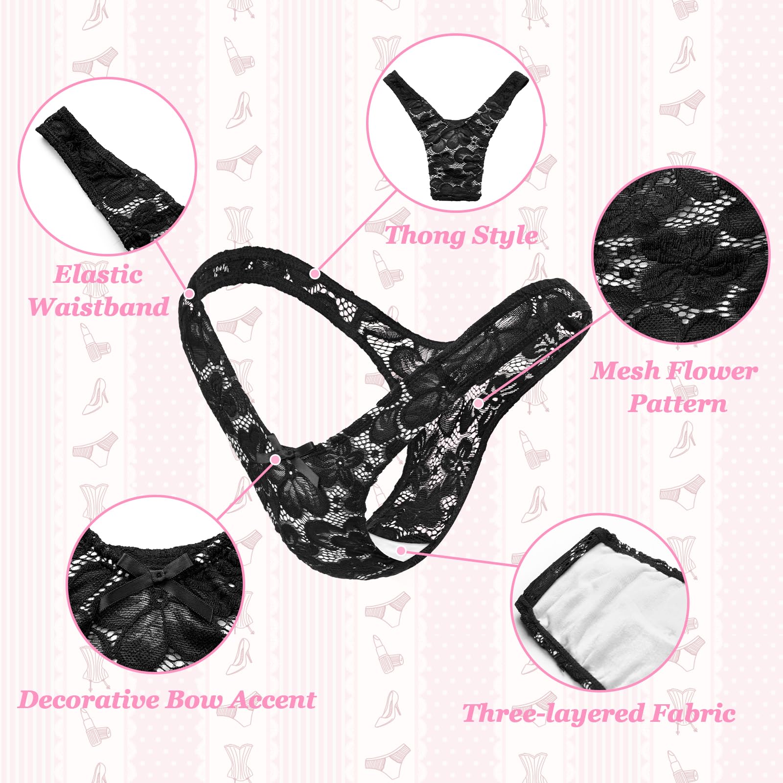 LittleForBig Unisex Hipster Slip Mesh Blume Tanga Höschen Mesh Shaping Tucking Gaff Höschen für Sissies Crossdresser Transgender Individuen