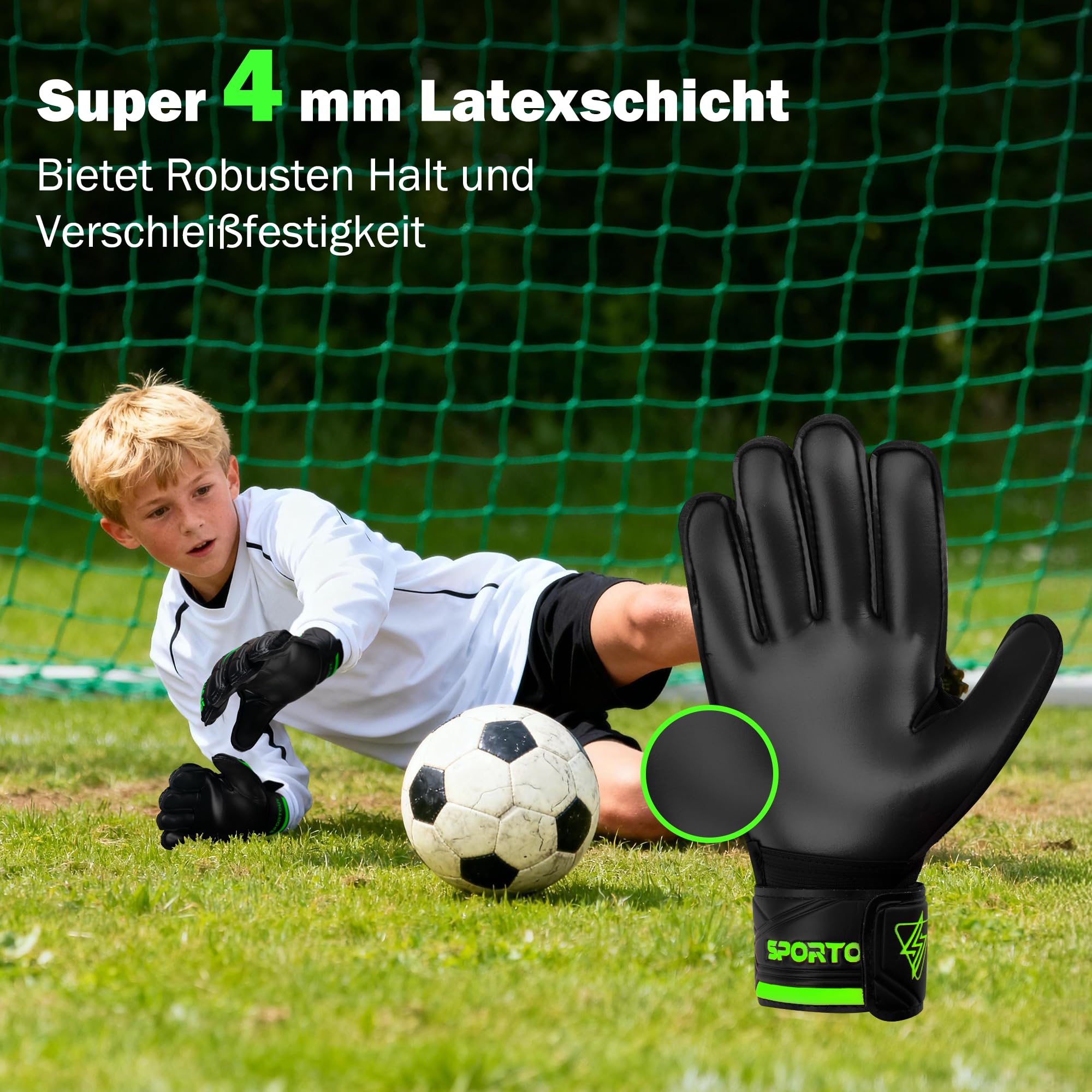 Sportout Torwarthandschuhe Kinder Fingersave Torwarthandschuhe Herren Fußballhandschuhe mit Fingerschutz für Erwachsene und Jugendliche