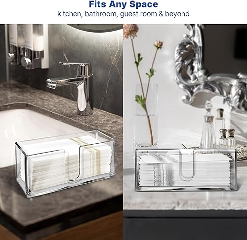 Vista 173 de Bandeja de acrílico para toallas de invitados para baño, soporte vertical para toallas de mano desechables, organizador de servilletas impermeable A