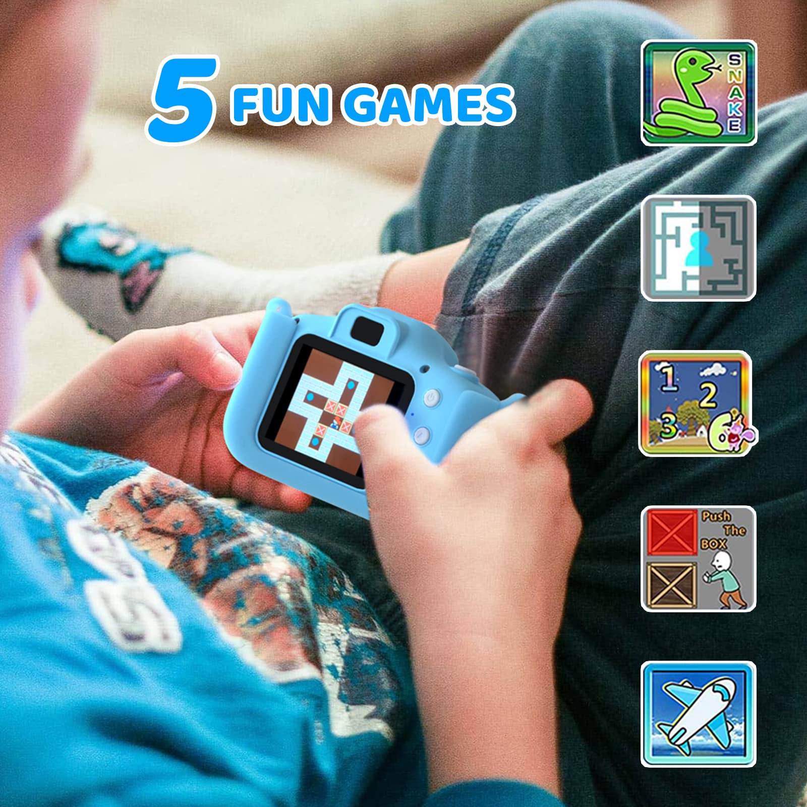 ASTGMI Macchina Fotografica Bambini, 12MP Mini Ricaricabile Fotocamera Digitale Bambina Videocamera Regalo per Ragazze Ragazzi 3-10 Anni, con Scheda 32 GB, Regali Giocattolo di Natale & Compleanno