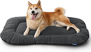 BEDSURE waschbar Hundekissen für Grosse Hunde - weiche und Bequeme Hundebetten für mittelgroße & große Hunde, dünne Hundematte mit Rutschfester Unterseite für Käfig & Hundebett, 89x56 cm, Dunkelgrau product image