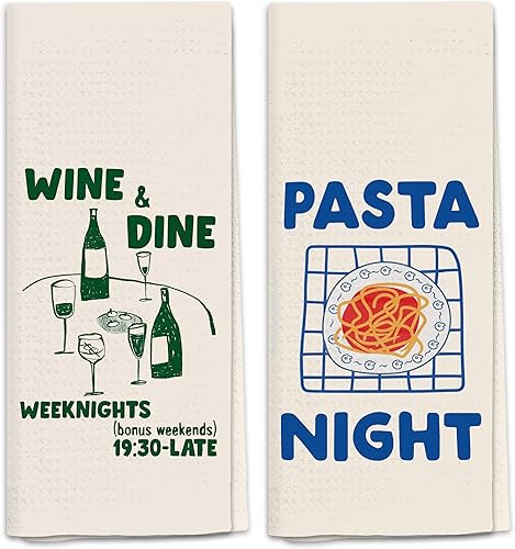 Juego de 2 toallas de cocina italianas, decoración de cocina italiana, toallas de bar para camarero de cocina, paños de cocina retro para toallas de