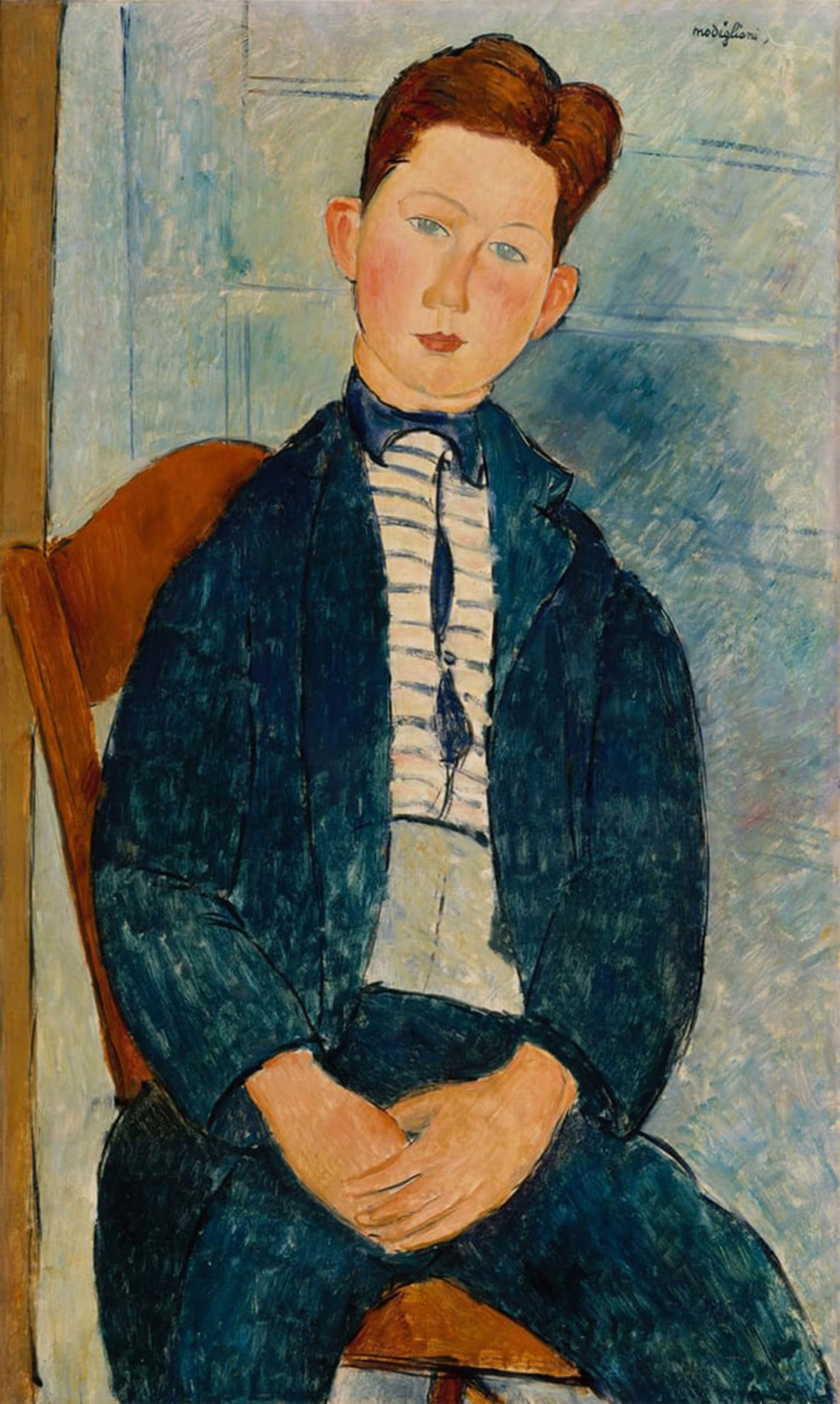 Art mural Modigliani Garçon au pull rayé impression de qualité
