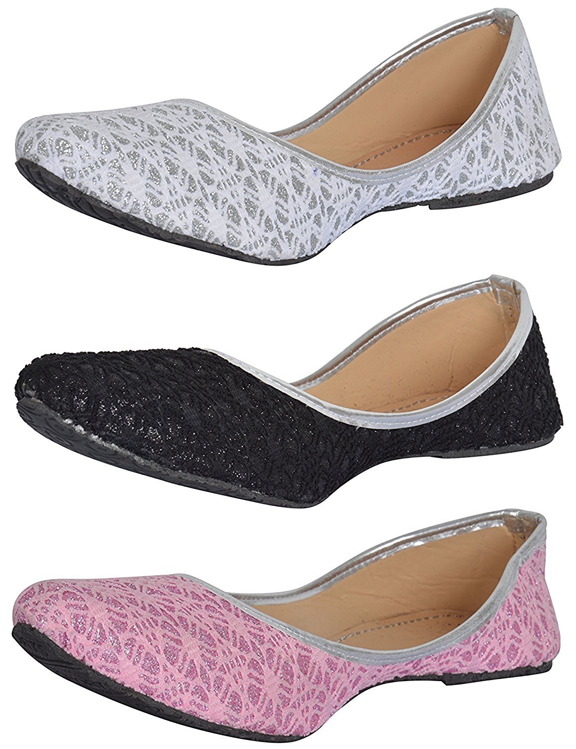 Rgk'sWomen's Synthetic Ballerinas (__Black, White And Pink_7 UK)