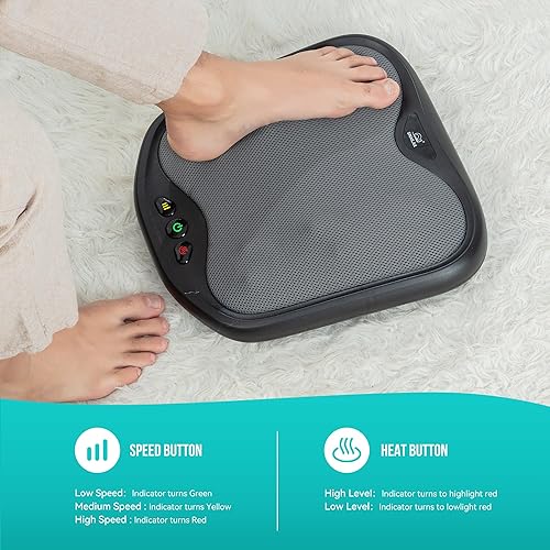 Vista 4 de Snailax 2 en 1 Shiatsu masajeador de pies y espalda con calor, funda lavable, nodos de masaje flexibles para todos los tamaños de pies, calentador