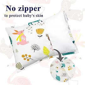 ALVABABY Toddler Pillowcases 2 Pack Organic Cotton Kids Pillow Cover Fit 13x 18 or 12x16 Envelope for Girl Boy Sleepy Travel