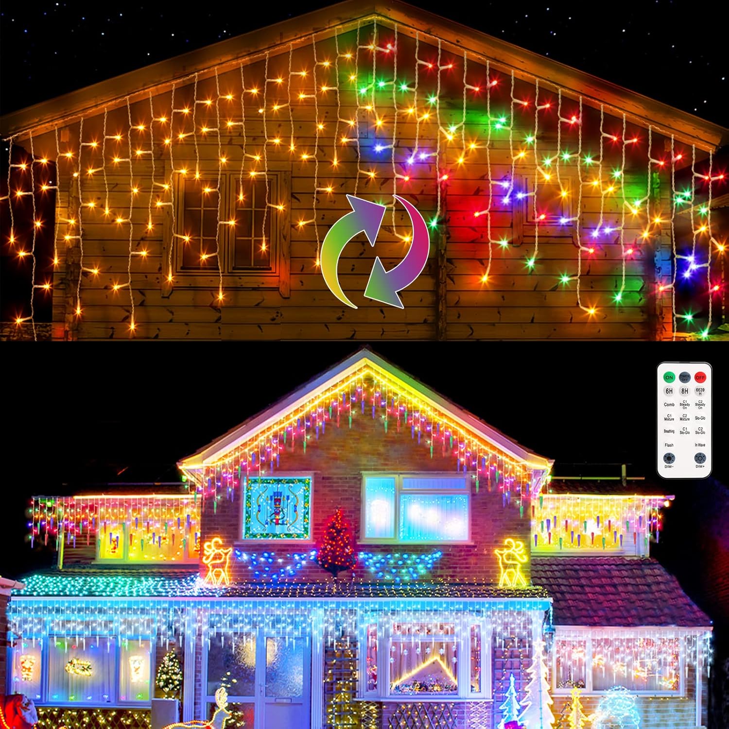 Marchpower Color Changing Icicle Christmas Lights,400 LEDs 32.8ft 11 Modes LED Christmas Lights