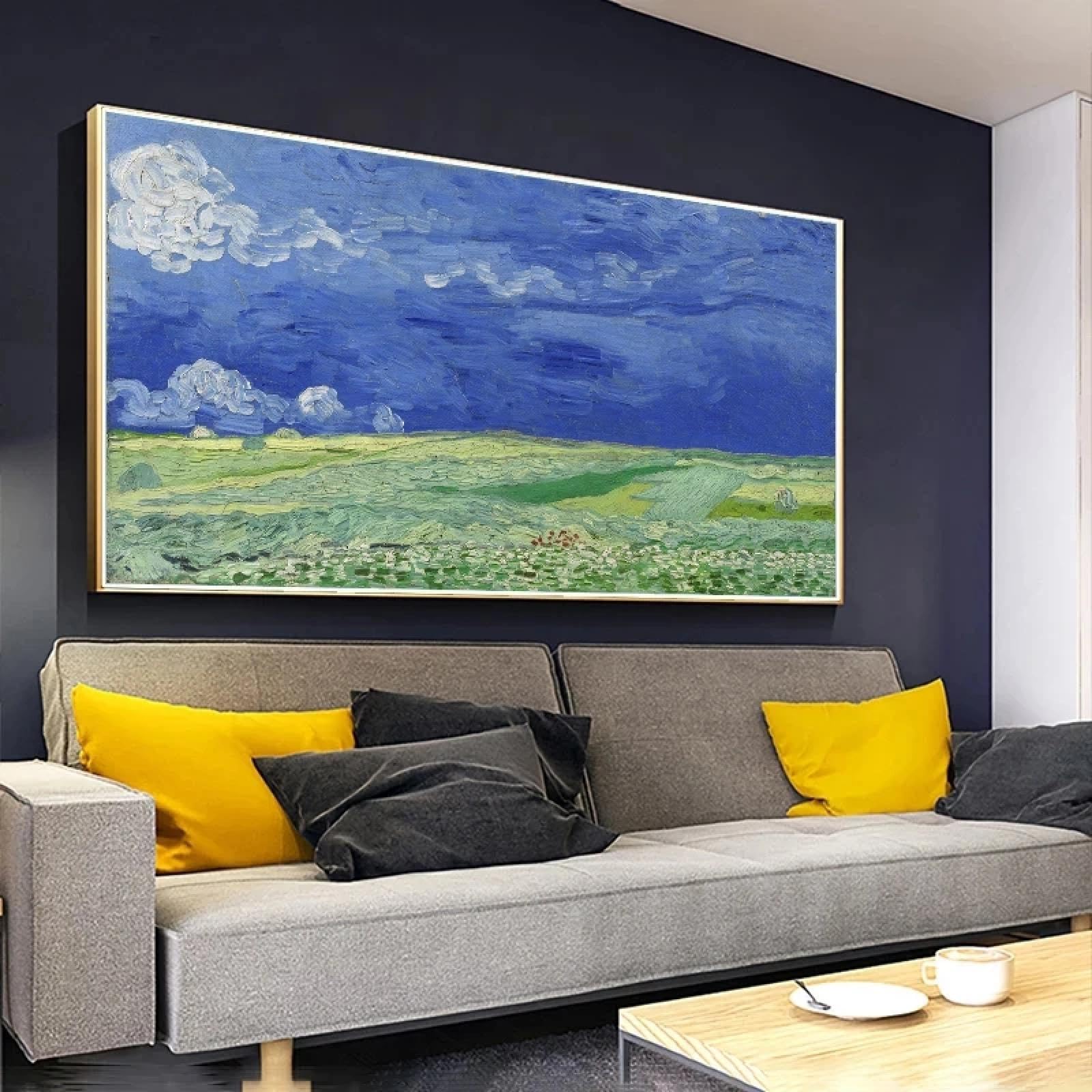 Peinture sur toile pour mur vide tableau abstrait champ de blé 30x60 - 8