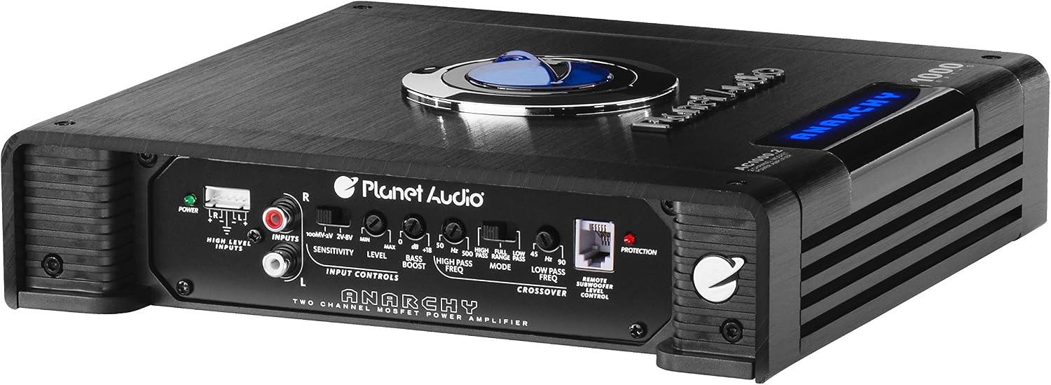 Planet Audio AC1000.2 2 Channel Car Amplifier - 1000 Watts, Full Range, Class A/B, 2-4 Ohm Stable, Mosfet Power Supply, Bridgeable