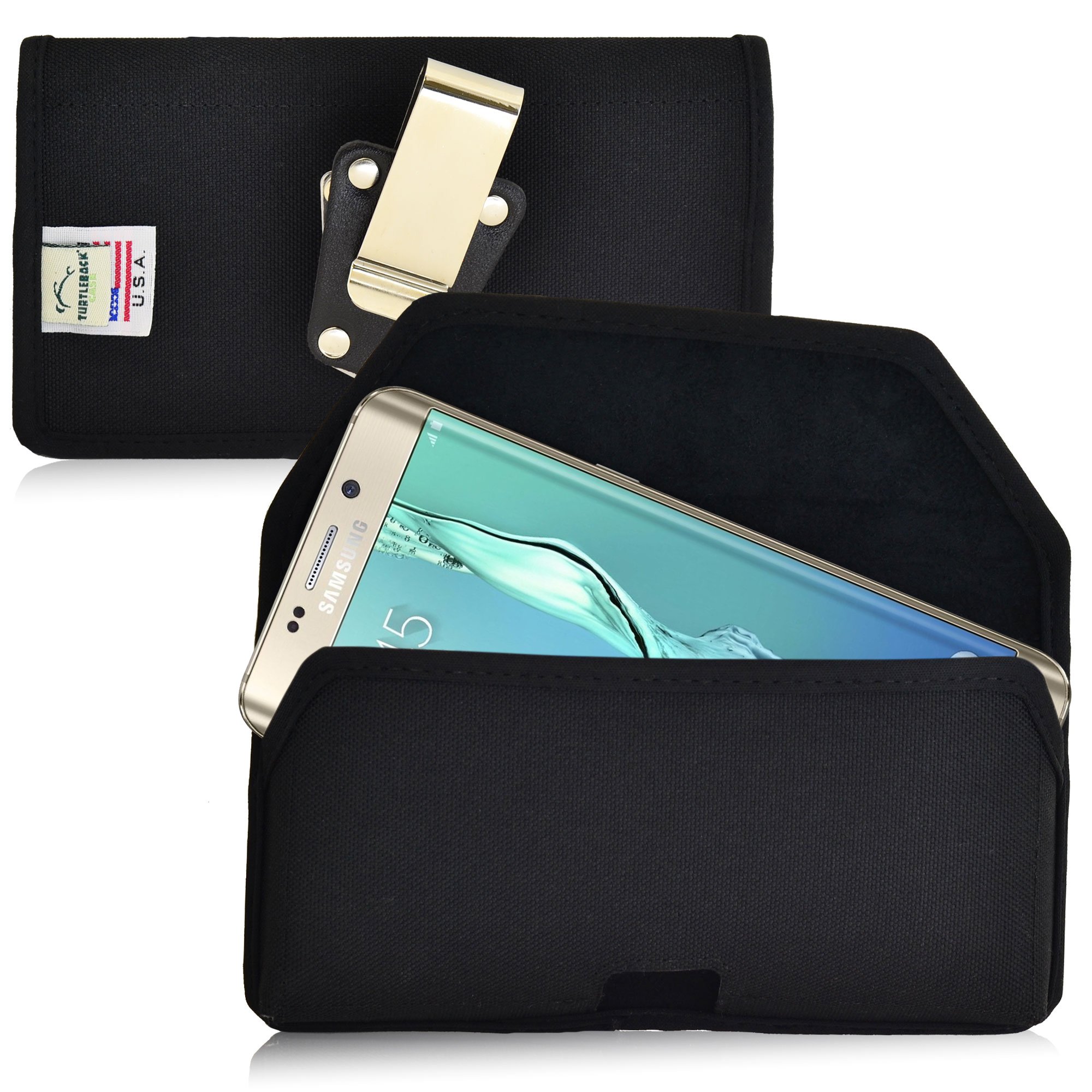 Turtleback Holster Compatible with Galaxy S6 Edge Plus, Belt Clip Case, Black Nylon Pouch with Heavy Duty Rotating Belt Clip, Horizontal Made in USA