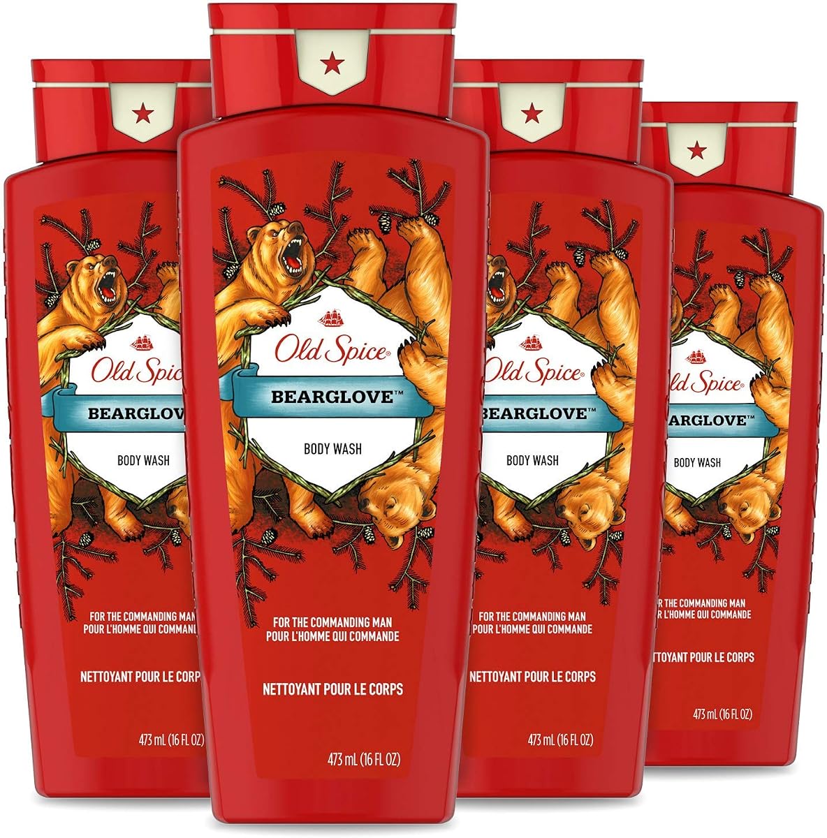 Body Wash for Men by Old Spice, Wild Collection Men's Body Wash, Bearglove, 16 Fl Oz (Pack of 4)