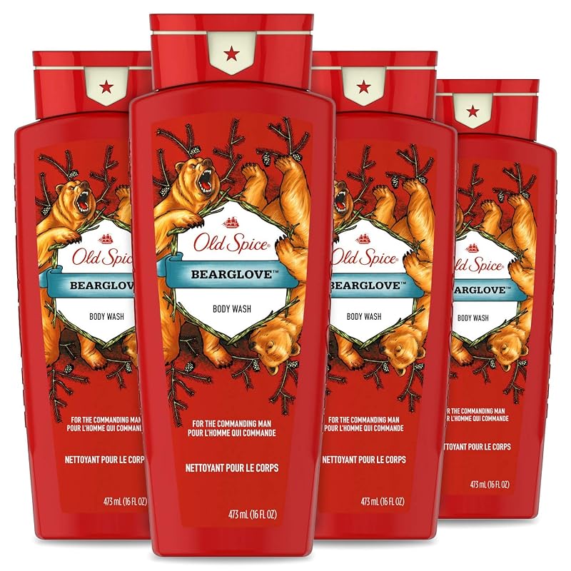 Sabonete líquido corporal masculino Old Spice Wild Collection Bearglove, pacote com 4