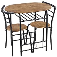 Yaheetech Set Mobili da Bar Tavolo e 2 Sedie Sala da Pranzo Marrone Retro