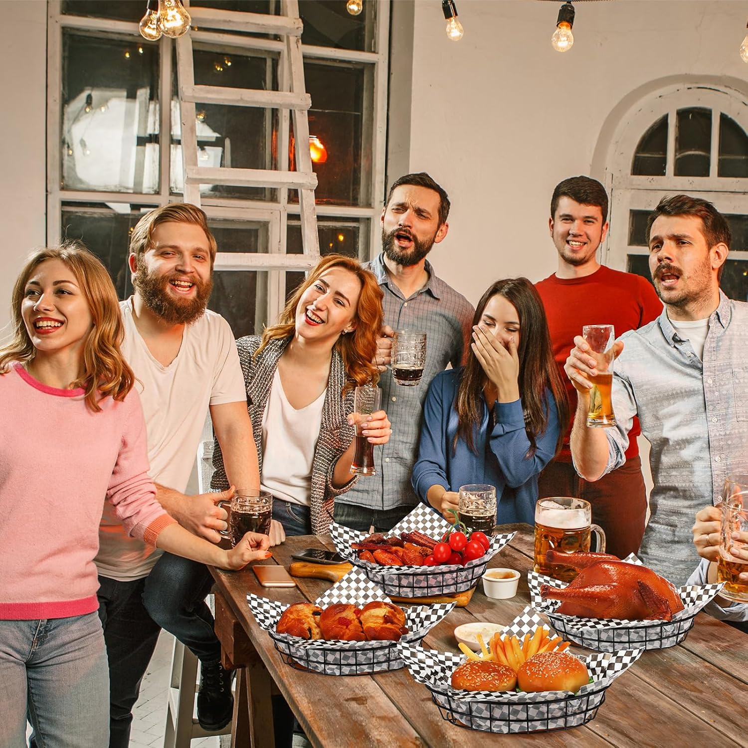 18 Pcs Black Wire Bread Basket Bulk 9.65" x 6.1" x 2.2" Oval Metal Dinner Roll Baskets for Table Serving Fruit Bowl with 270 Sheets Deli Wrappers Paper for Kitchen Restaurant Fast Food