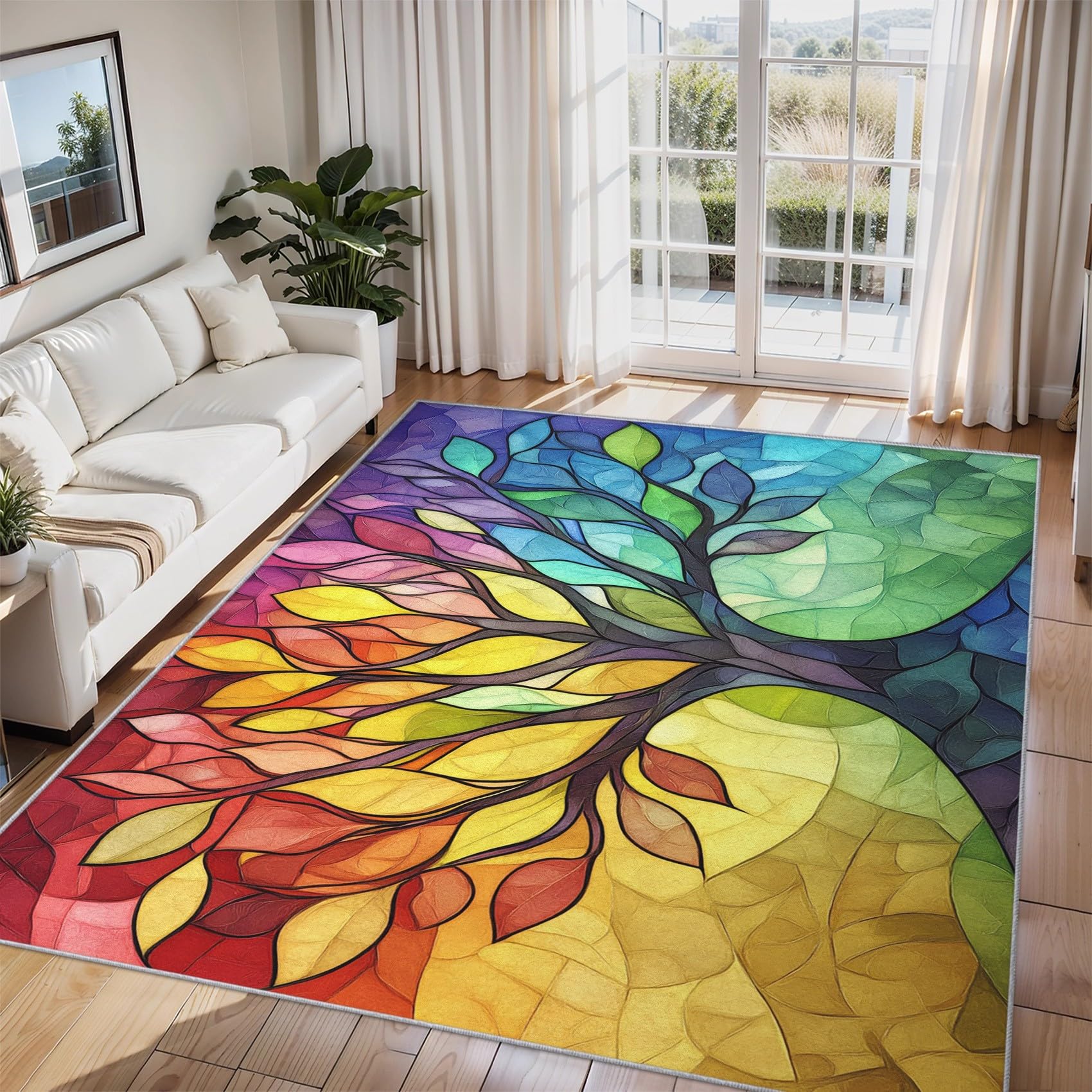 Générique Tapis Arbre Abstrait 60x90, Lavable Poils Ras