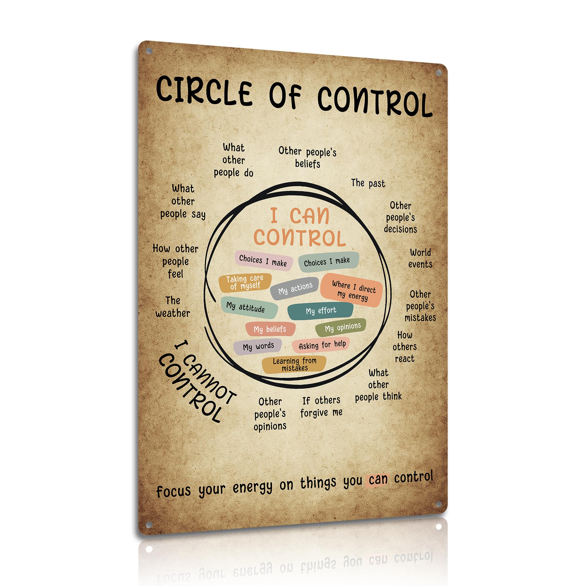 Circle of Control Inspirational Aluminum Metal Sign – 8x12 Inch Wall Art, Motivational Decor for Home or Office (25126)