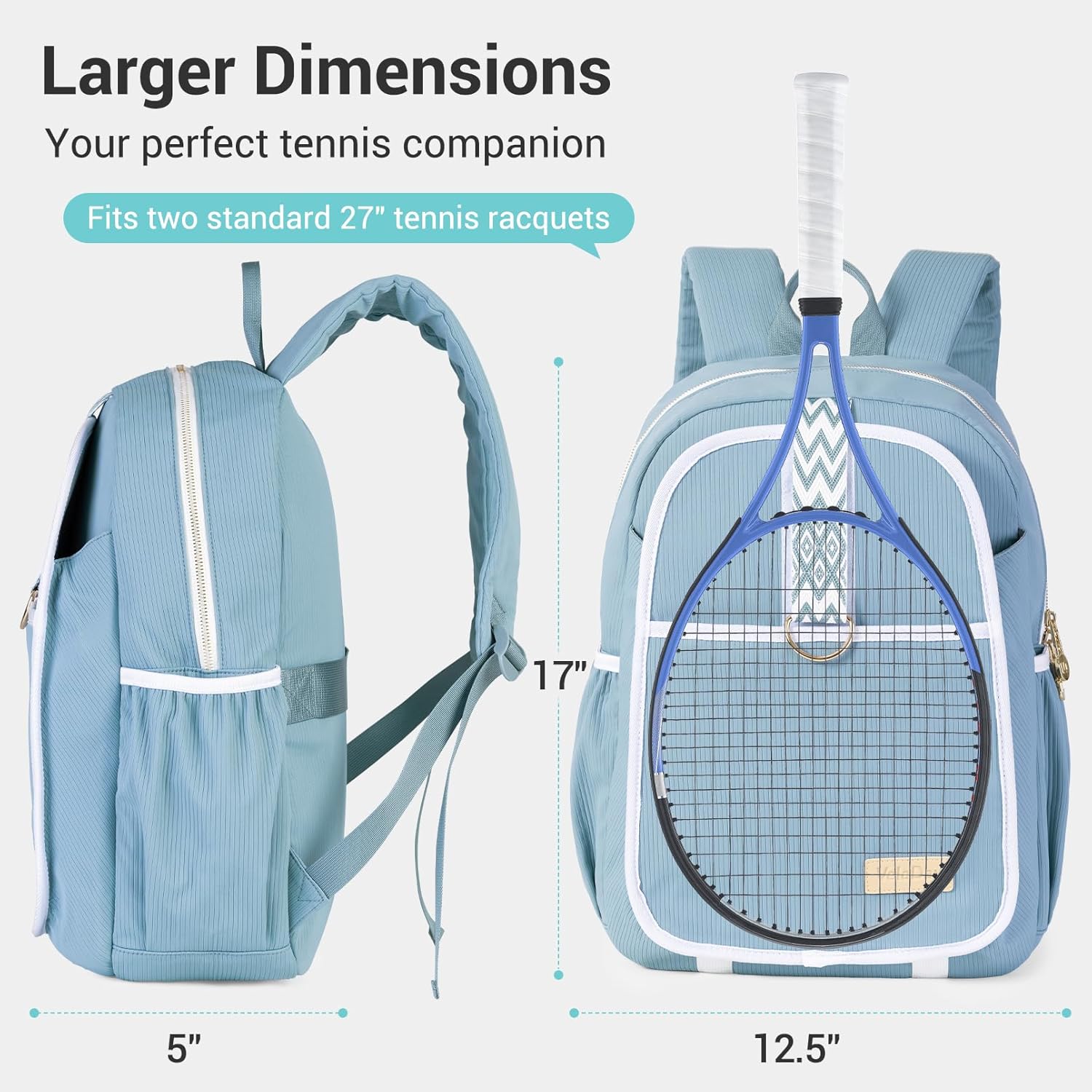 Tennis Bag for Women Girl, Stylish Quilted Tennis Pickleball Racket Backpack Wet Pocket, Women Weekend Bag for Travel - Image 2